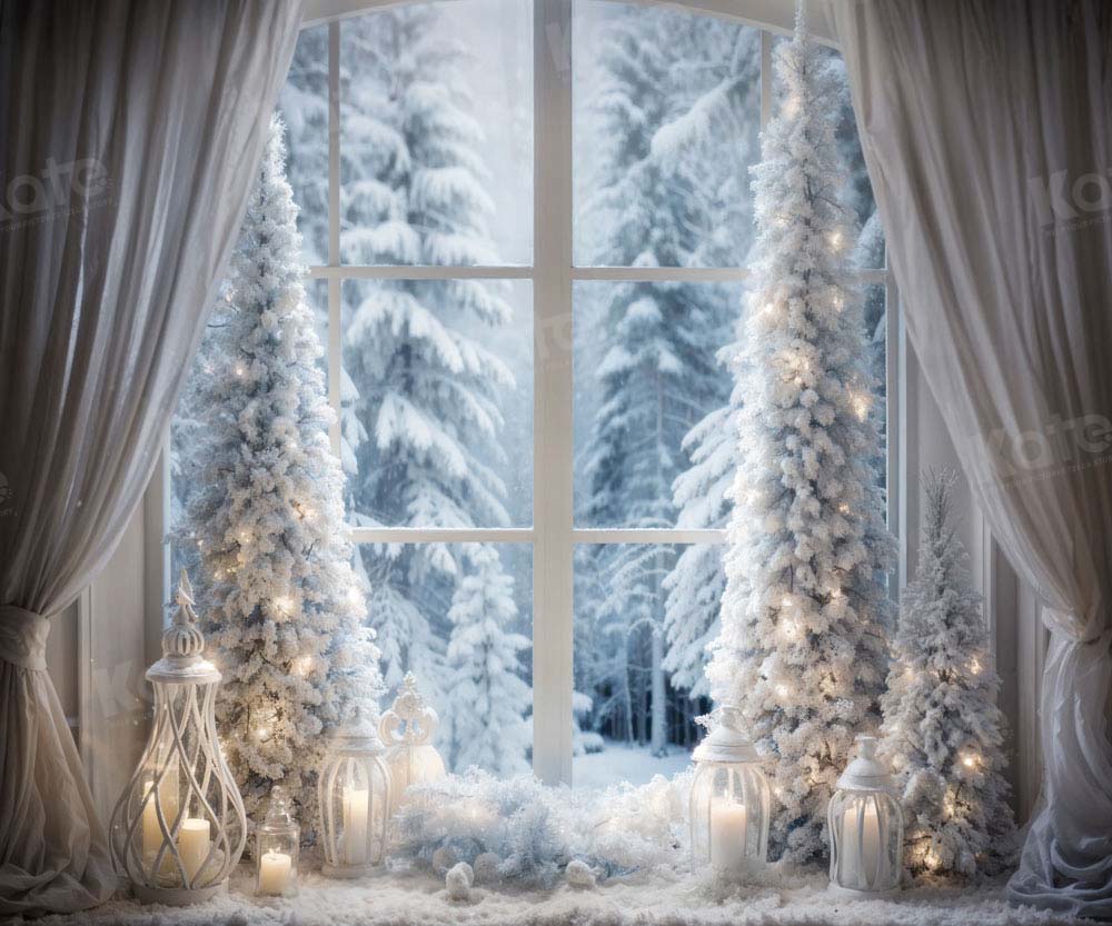 Kate Hiver Sapin de Noël Fenêtre Lumière Toile de fond conçue par Emetselch