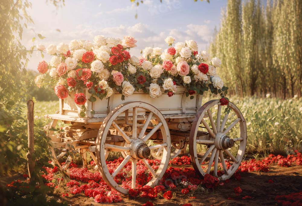 Kate Printemps Saint Valentin Chariot floral Toile de fond conçue par Emetselch
