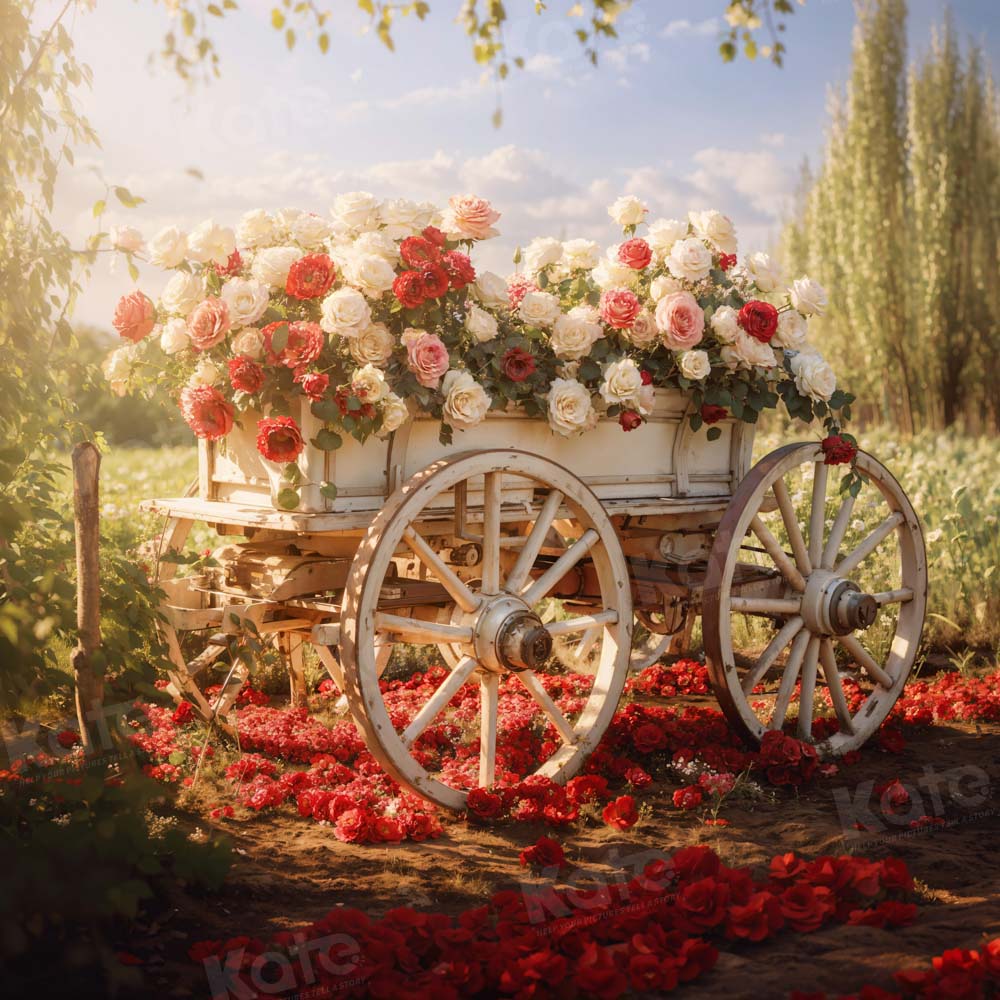 Kate Printemps Saint Valentin Chariot floral Toile de fond conçue par Emetselch