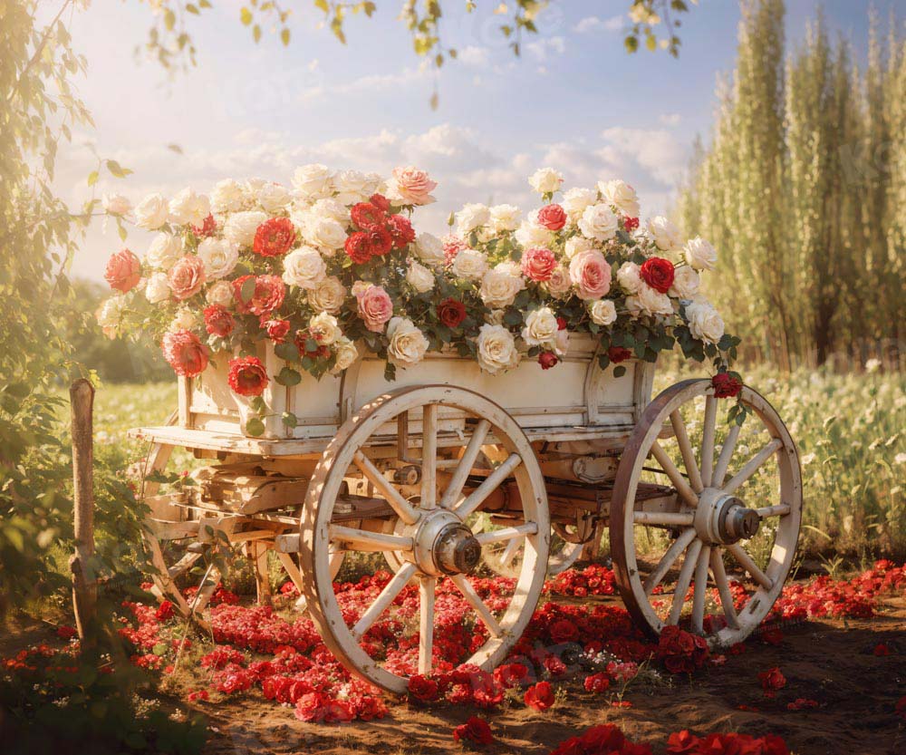 Kate Printemps Saint Valentin Chariot floral Toile de fond conçue par Emetselch