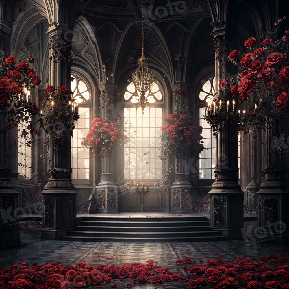 Kate Saint Valentin Fleurs Sombre Rétro Maison Toile de fond conçue par Emetselch - Kate Backdrop FR