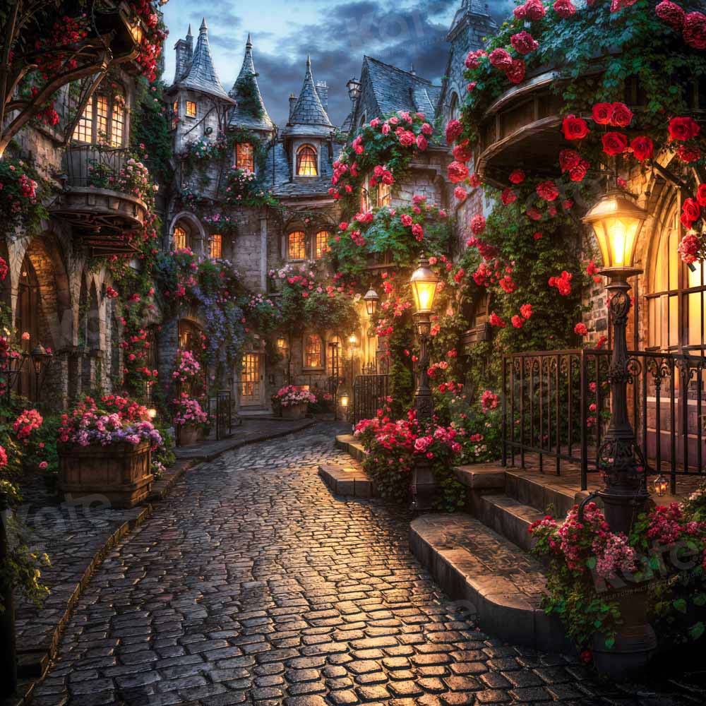 Kate Saint Valentin Rue Rose Floral Nuit Toile de fond conçue par Emetselch