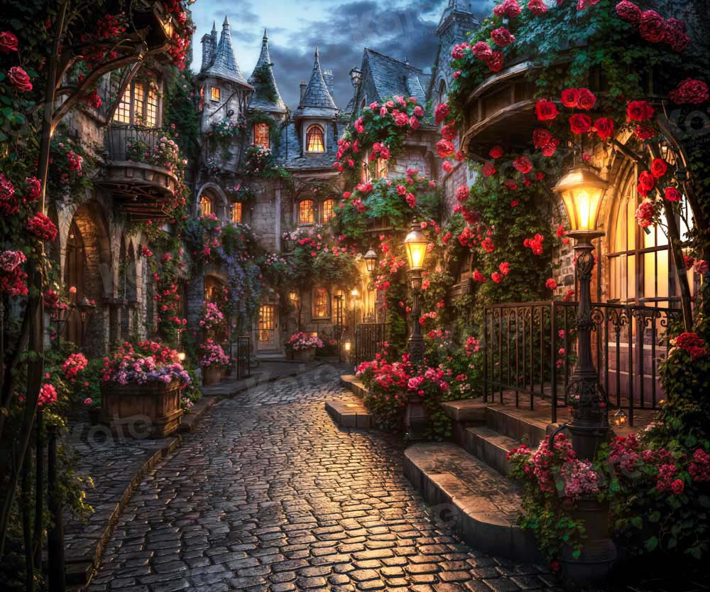 Kate Saint Valentin Rue Rose Floral Nuit Toile de fond conçue par Emetselch