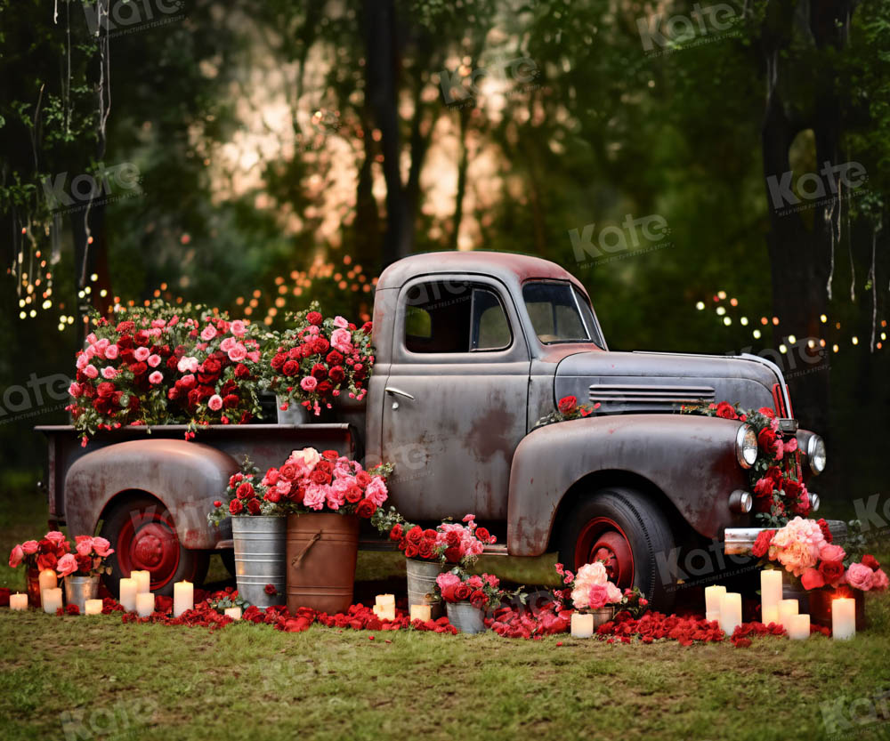 Kate Saint Valentin Camion complet de Roses Toile de fond pour la photographie - Kate Backdrop FR