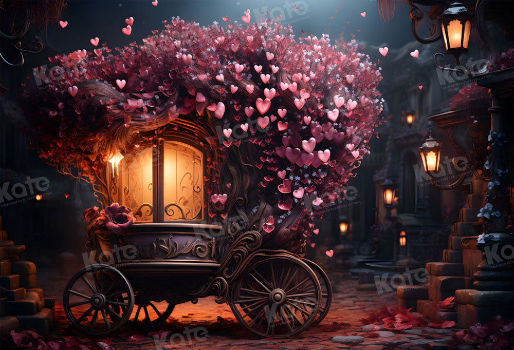 Kate Saint Valentin Voiture d'amour Nuit Toile de fond pour la photographie - Kate Backdrop FR