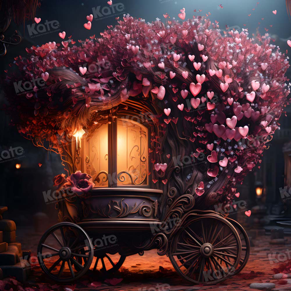 Kate Saint Valentin Voiture d'amour Nuit Toile de fond pour la photographie - Kate Backdrop FR