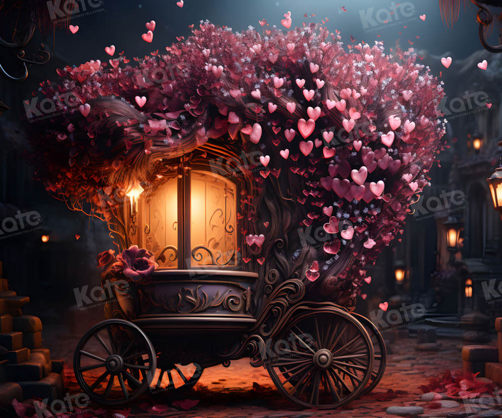 Kate Saint Valentin Voiture d'amour Nuit Toile de fond pour la photographie - Kate Backdrop FR