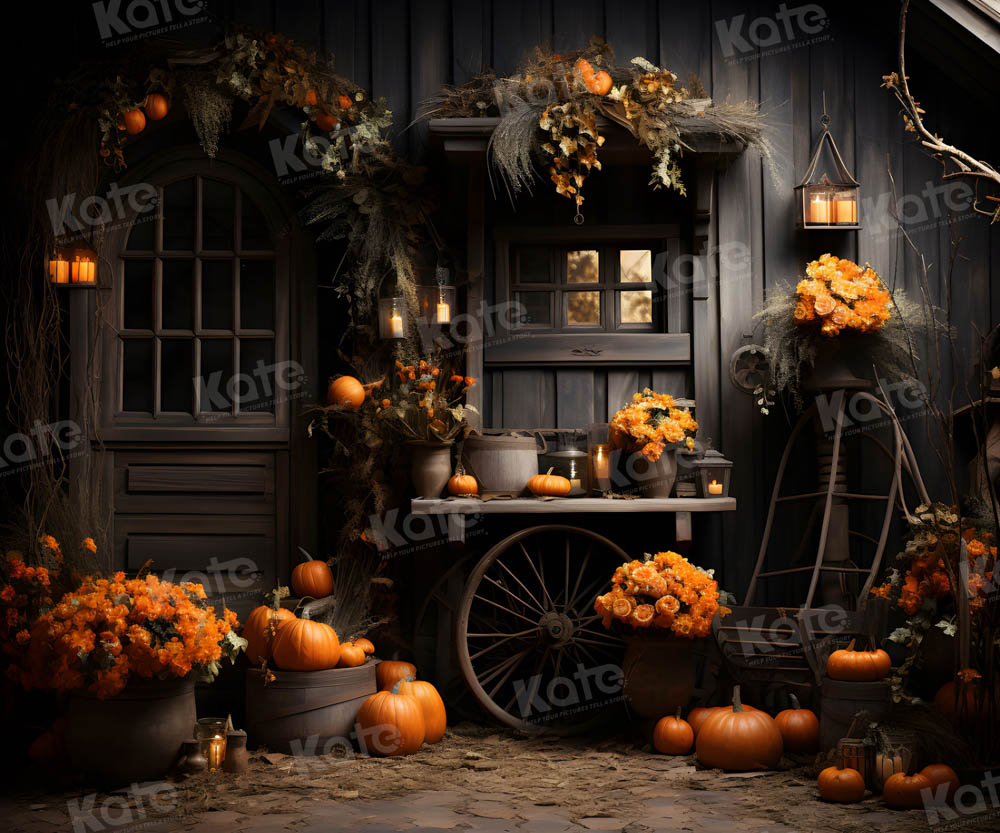 Kate Automne Citrouille Chambre noire Toile de fond pour la photographie