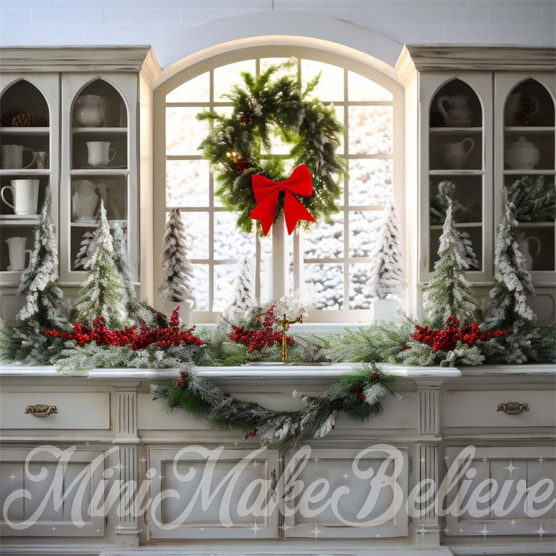 Kate Naturel Élégant Ferme Hiver Noël Cuisine Toile de fond conçue par Mini MakeBelieve - Kate Backdrop FR