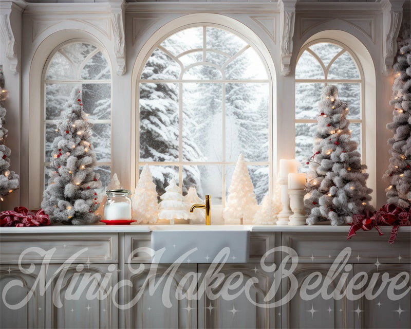 Kate Naturel Blanc Hiver Noël Cuisine Toile de fond conçue par Mini MakeBelieve - Kate Backdrop FR