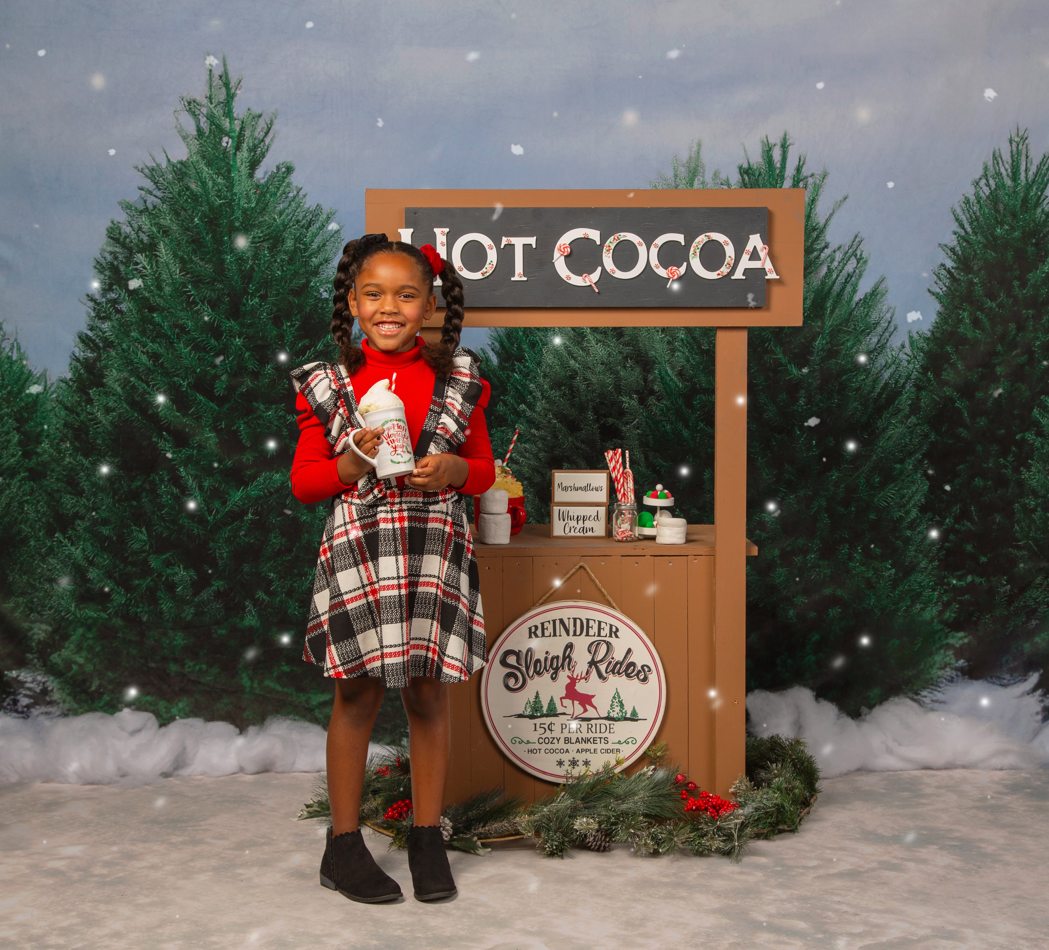 Kate Arbres de Noël Pin Neige Toile de fond conçue par Mini MakeBelieve - Kate Backdrop FR