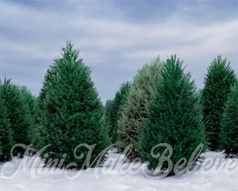 Kate Arbres de Noël Pin Neige Toile de fond conçue par Mini MakeBelieve - Kate Backdrop FR