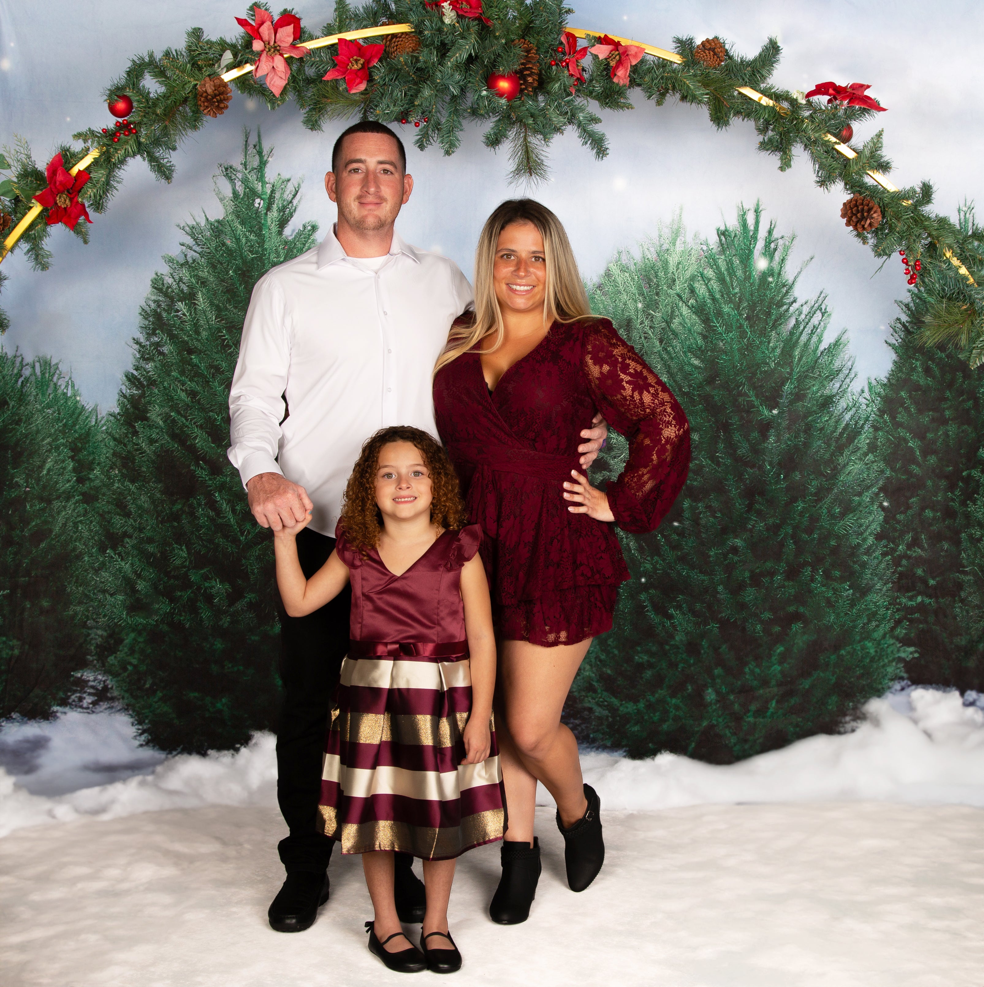 Kate Arbres de Noël Pin Neige Toile de fond conçue par Mini MakeBelieve - Kate Backdrop FR