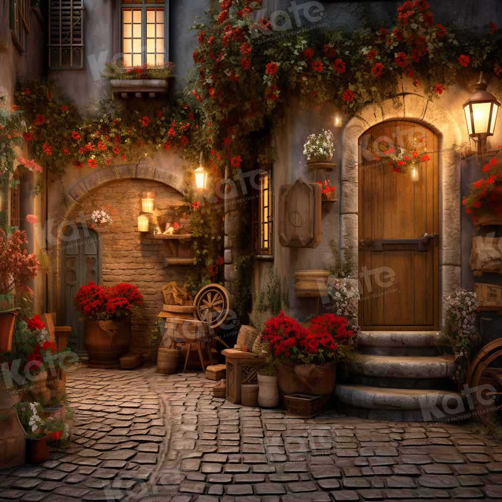 Kate Saint Valentin Rue des Roses Coin Pierre Toile de fond conçue par Emetselch