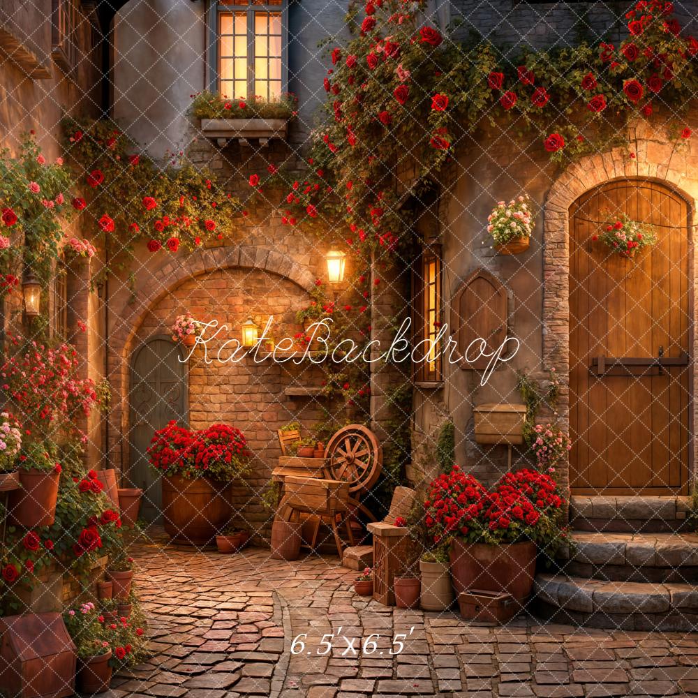 Kate Saint Valentin Rue des Roses Coin Pierre Toile de fond conçue par Emetselch - Kate Backdrop FR