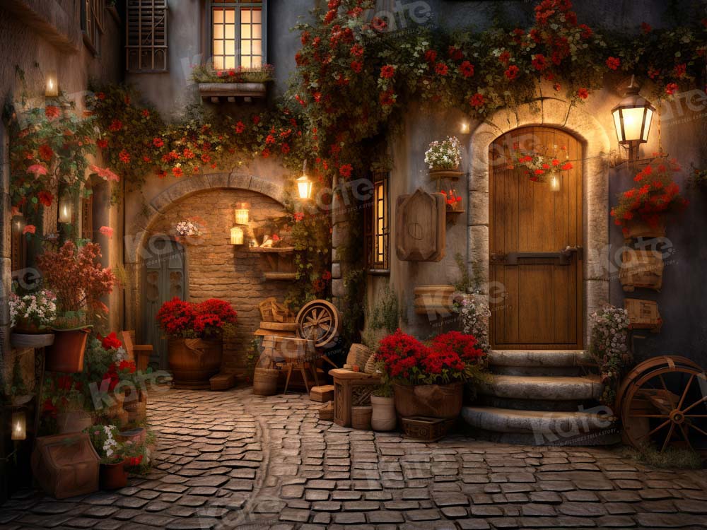 Kate Saint Valentin Rue des Roses Coin Pierre Toile de fond conçue par Emetselch