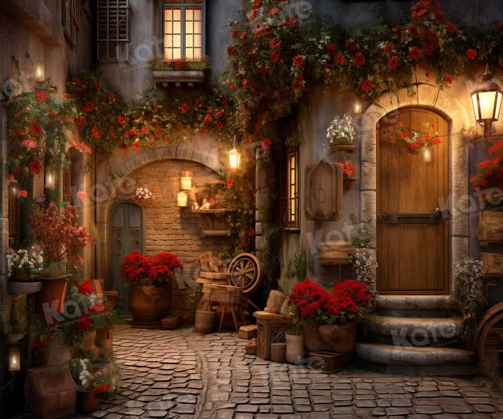 Kate Saint Valentin Rue des Roses Coin Pierre Toile de fond conçue par Emetselch