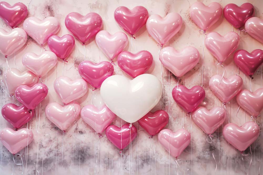 Kate Saint Valentin Rose & Blanc Ballons Coeur Toile de fond conçue par Emetselch - Kate Backdrop FR