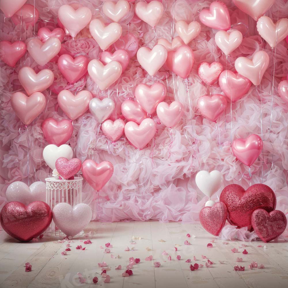Kate Saint Valentin Rose Ballons Coeur Romantique Toile de fond conçue par Emetselch - Kate Backdrop FR