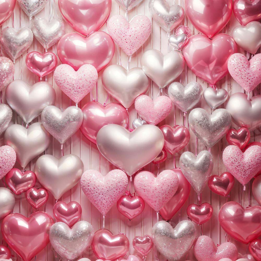 Kate Saint Valentin Rose & Argent Ballons Coeur Toile de fond conçue par Emetselch