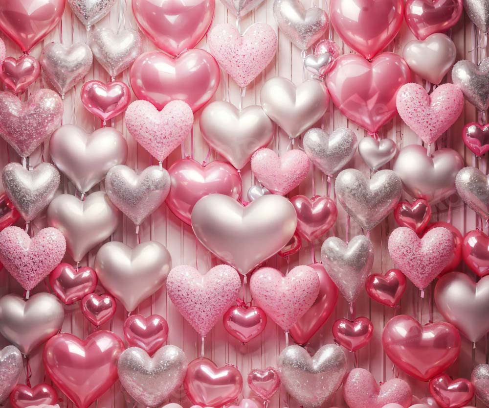 Kate Saint Valentin Rose & Argent Ballons Coeur Toile de fond conçue par Emetselch