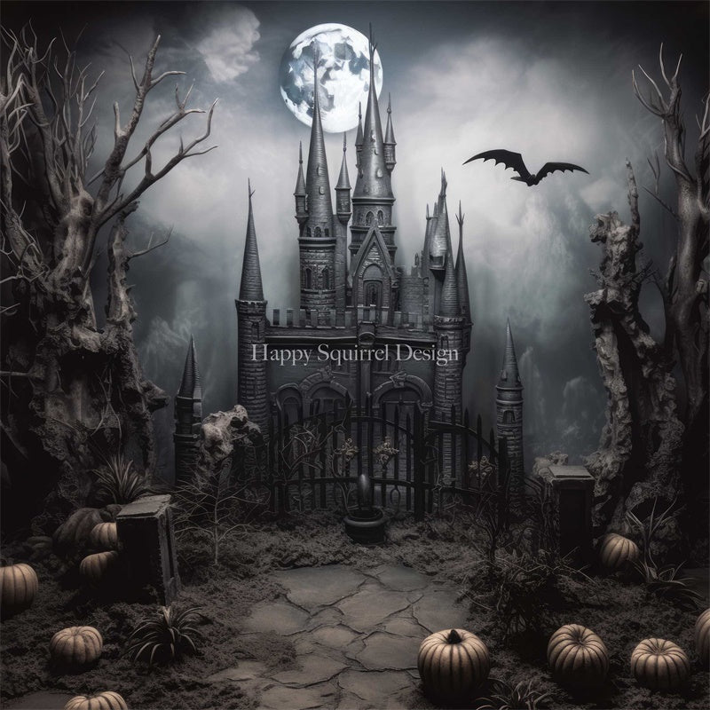 Kate Château d'outre-tombe Halloween Toile de fond Conçu par Happy Squirrel Design - Kate Backdrop FR
