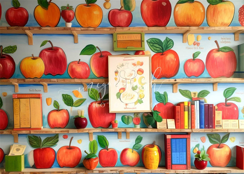 Kate Enseignants Pomme Livres Toile de fond conçue par Megan Leigh - Kate Backdrop FR