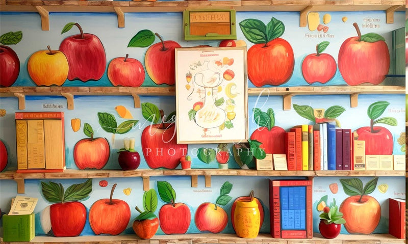 Kate Enseignants Pomme Livres Toile de fond conçue par Megan Leigh - Kate Backdrop FR