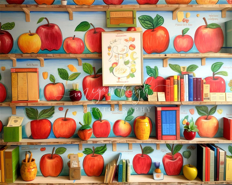 Kate Enseignants Pomme Livres Toile de fond conçue par Megan Leigh - Kate Backdrop FR