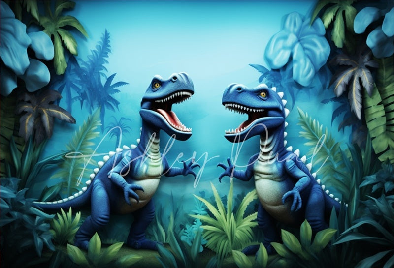 Kate Bleu Dinosaure Aventure Enfant Toile de fond conçu par Ashley Paul