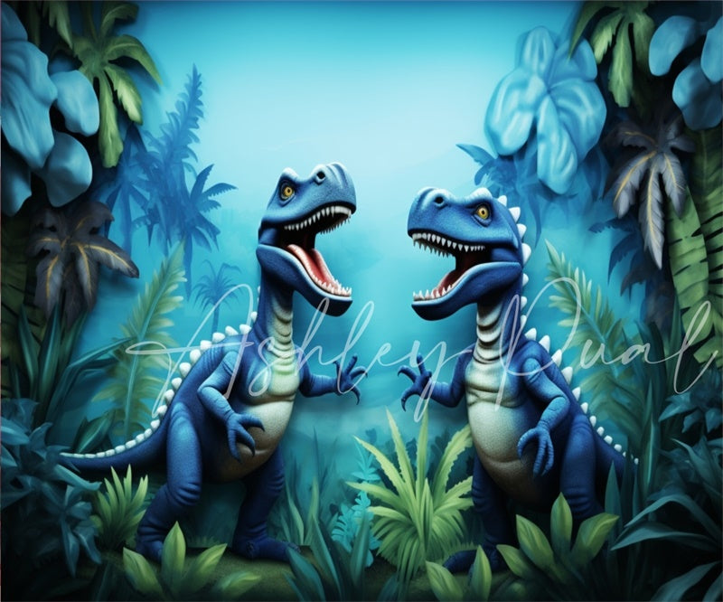Kate Bleu Dinosaure Aventure Enfant Toile de fond conçu par Ashley Paul