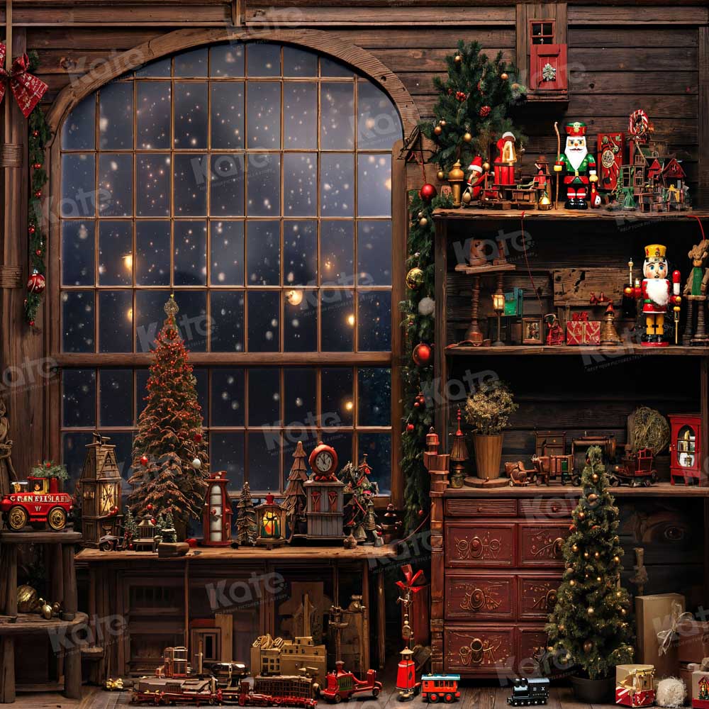 Kate Fenêtre Noël Père Noël Chambre Toile de fond pour la photographie - Kate Backdrop FR