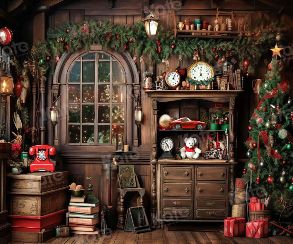 Kate Rétro Père Noël Chambre Arbre Toile de fond conçue par Chain Photographie - Kate Backdrop FR