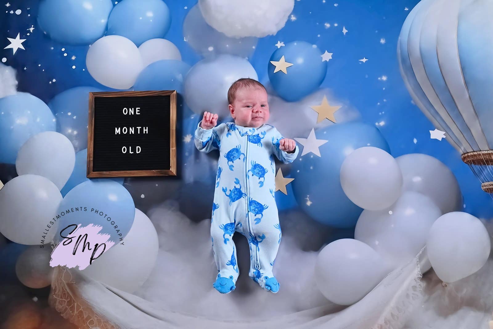 Kate Anniversaire Rêve Ballons Montgolfière Bleu Toile de fond conçue par Chain Photographie - Kate Backdrop FR
