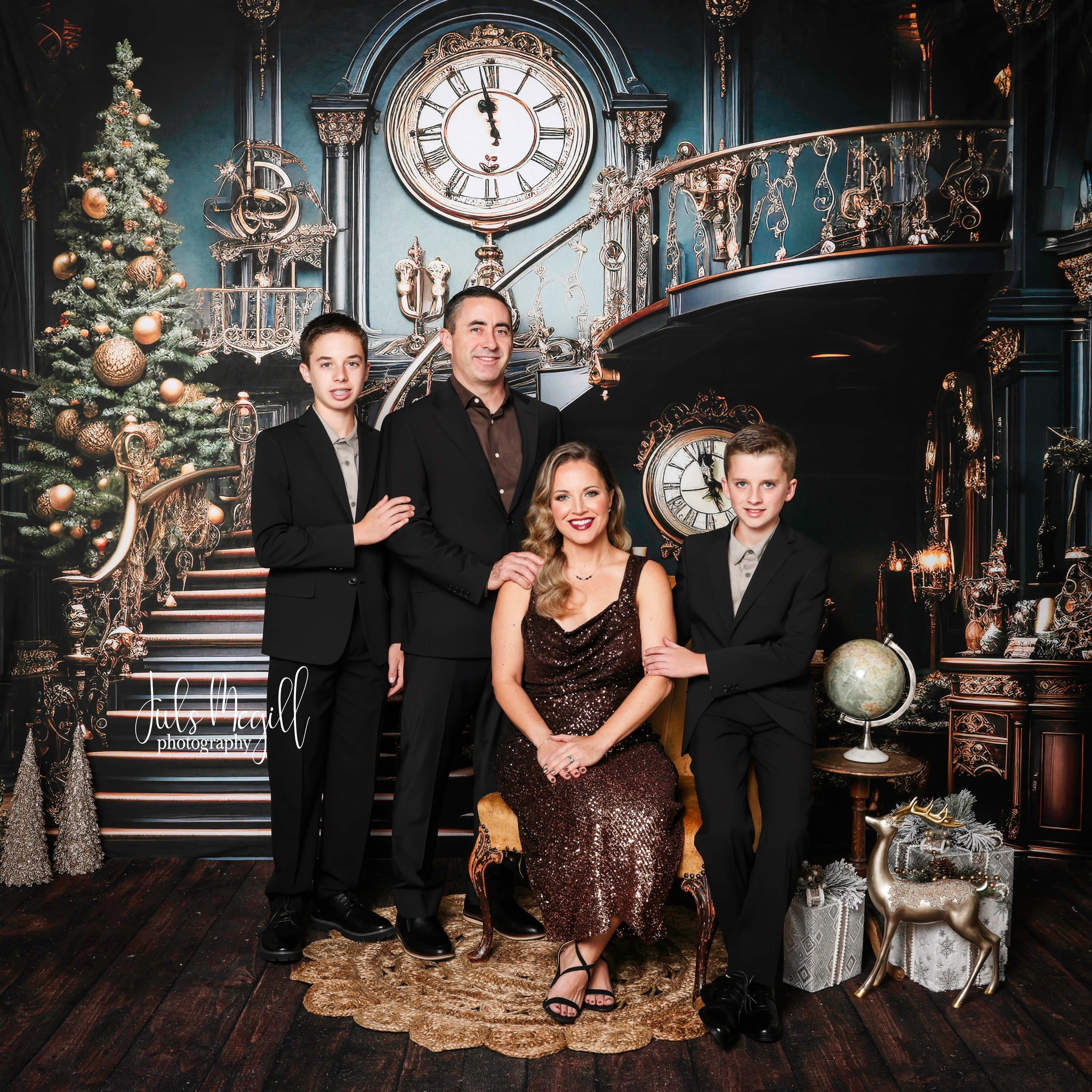 Kate Noël Escalier Horloge Arbre Toile de fond conçue par Chain Photographie - Kate Backdrop FR