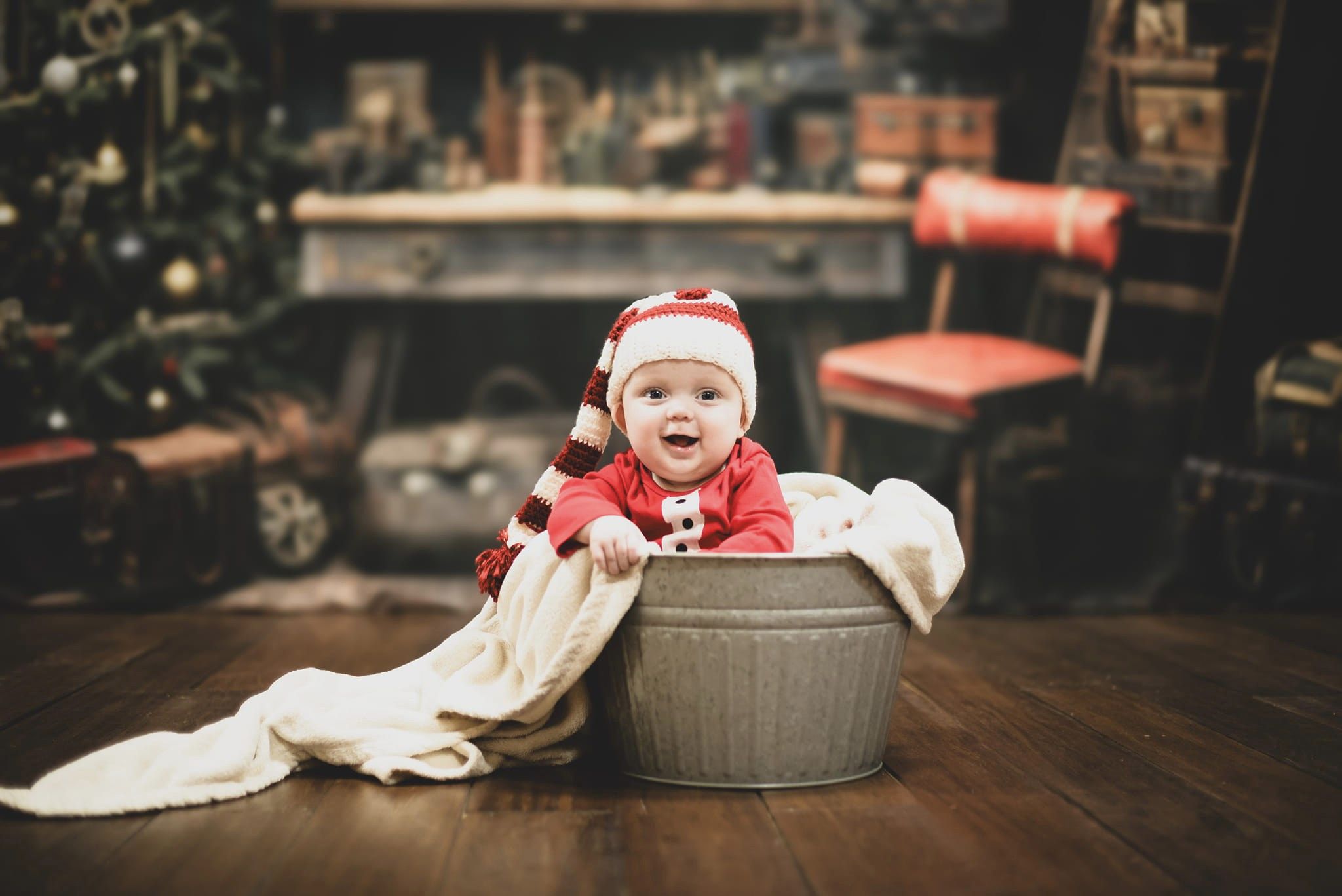 Kate Atelier du Père Noël Arbre Toile de fond pour la photographie - Kate Backdrop FR