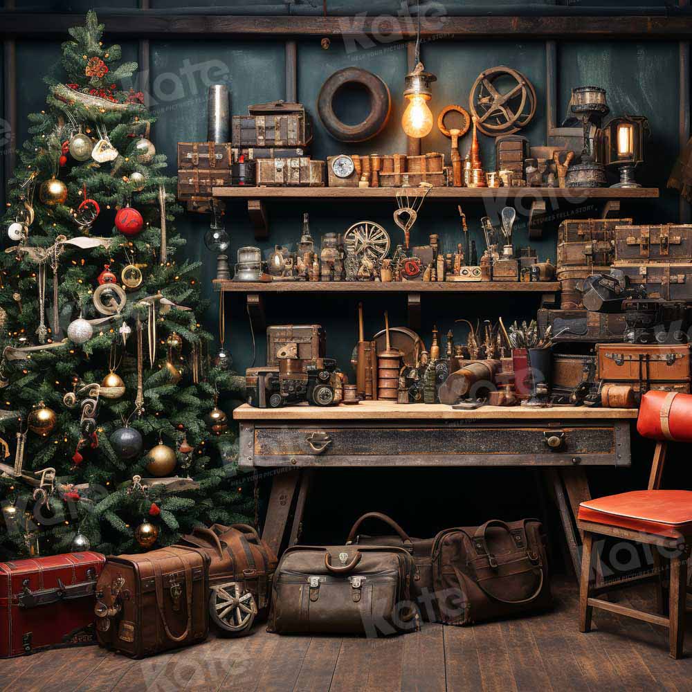 Kate Atelier du Père Noël Arbre Toile de fond pour la photographie - Kate Backdrop FR