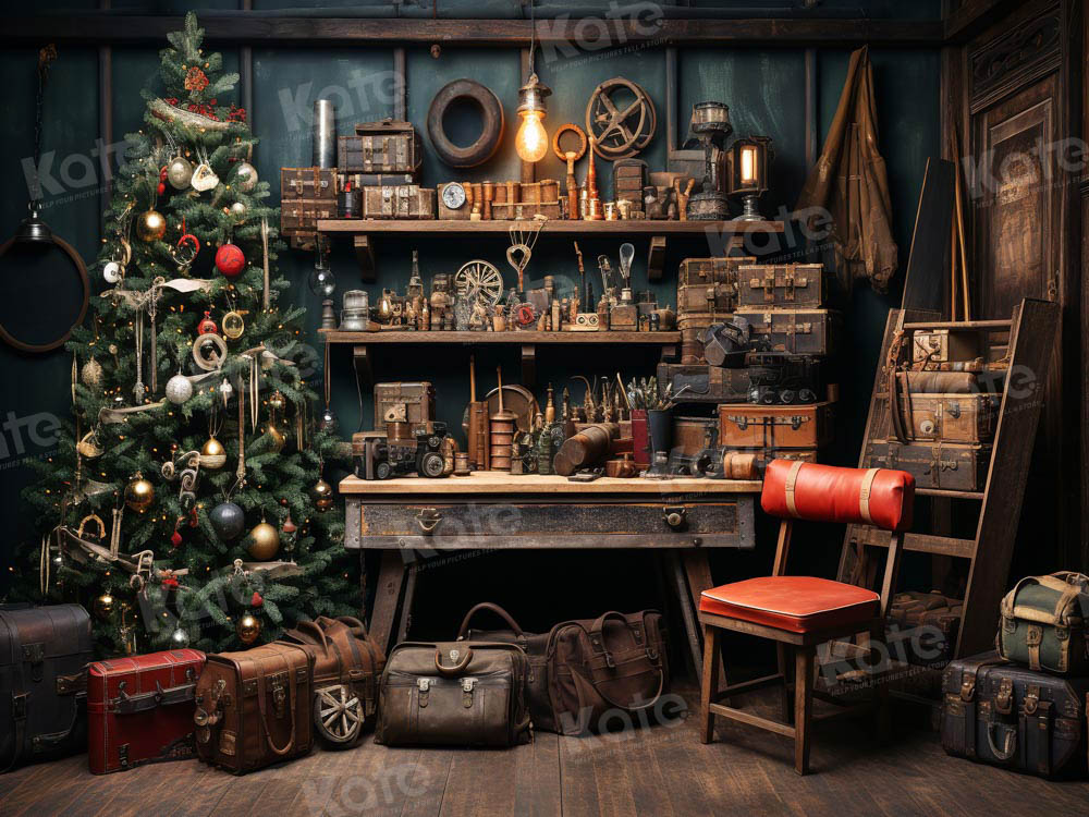 Kate Atelier du Père Noël Arbre Toile de fond pour la photographie - Kate Backdrop FR