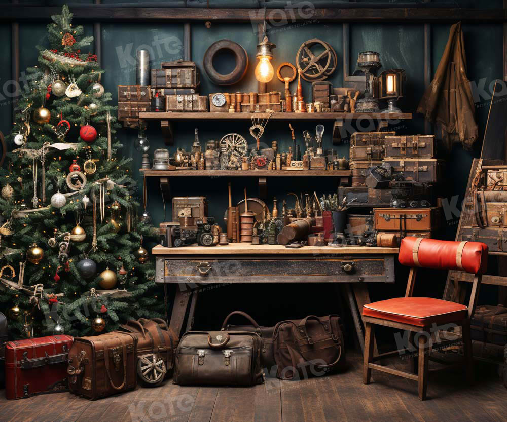 Kate Atelier du Père Noël Arbre Toile de fond pour la photographie - Kate Backdrop FR