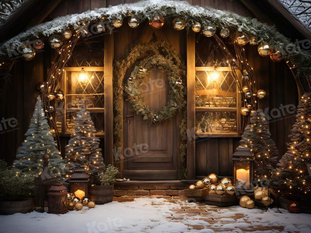 Kate Noël Maison en bois Neige Toile de fond conçue par Chain Photographie - Kate Backdrop FR