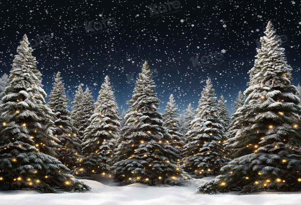 Kate Noël Ferme des Arbres Neige Hiver Toile de fond conçue par Chain Photographie - Kate Backdrop FR