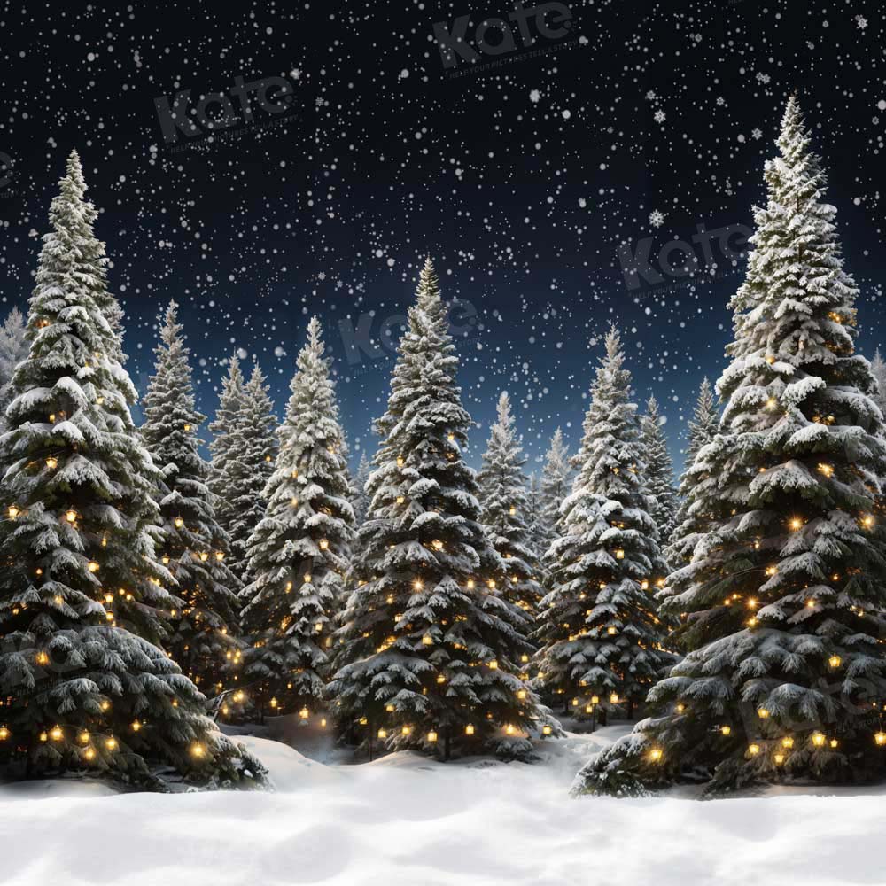 Kate Noël Ferme des Arbres Neige Hiver Toile de fond conçue par Chain Photographie - Kate Backdrop FR