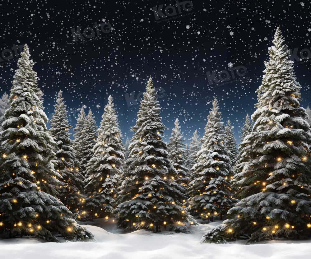 Kate Noël Ferme des Arbres Neige Hiver Toile de fond conçue par Chain Photographie - Kate Backdrop FR