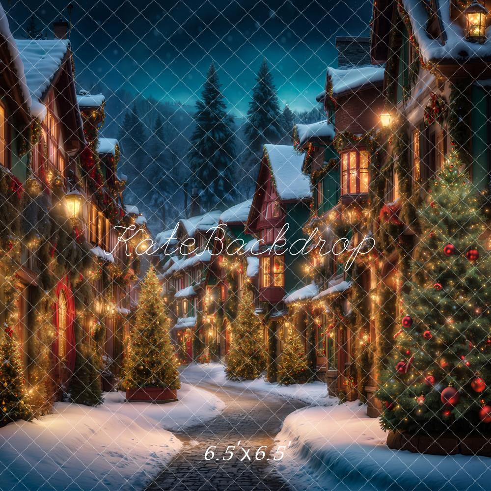 Kate Noël Ville Nuit Neige Lumière Toile de fond conçue par Emetselch - Kate Backdrop FR