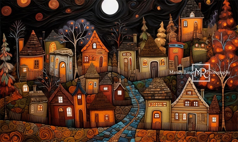 Kate Peint stylisé Automne Village Toile de fond conçue par Mandy Ringe - Kate Backdrop FR
