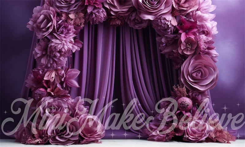 Kate Valentin Violet Arche de fleurs Rideaux Toile de fond conçue par Mini MakeBelieve - Kate Backdrop FR