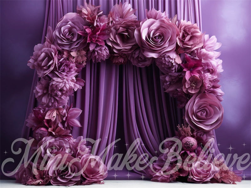 Kate Valentin Violet Arche de fleurs Rideaux Toile de fond conçue par Mini MakeBelieve - Kate Backdrop FR