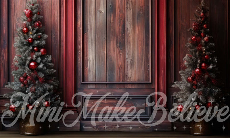 Kate Noël Mur en Bois Rouge Arbres Toile de fond conçue par Mini MakeBelieve