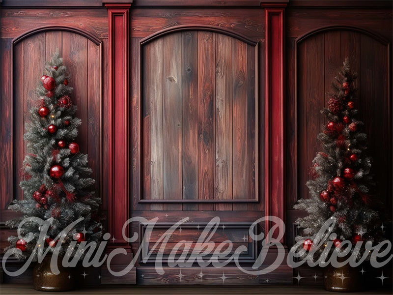 Kate Noël Mur en Bois Rouge Arbres Toile de fond conçue par Mini MakeBelieve