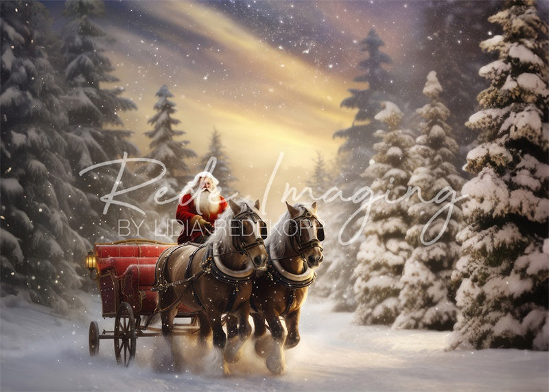 Kate Neige Calèche du Père Noël Toile de fond conçue par Lidia Redekopp